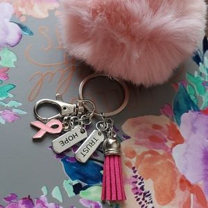 Breast Cancer Awareness 🎀 Pom Pom keychain